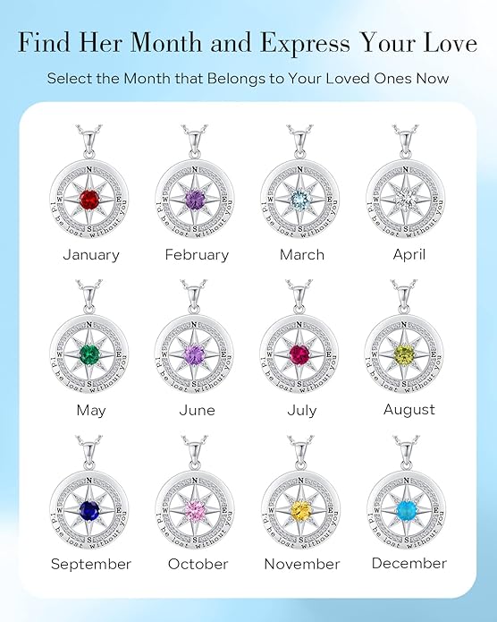S925 Necklace Gift for Wife |Compass Jewelry |Women Anniversary |Sterling Silver |Girlfriend Birthday Gifts for Her Valentines |I'd be Lost without You |Jewel 18K Gold - Bloomnest