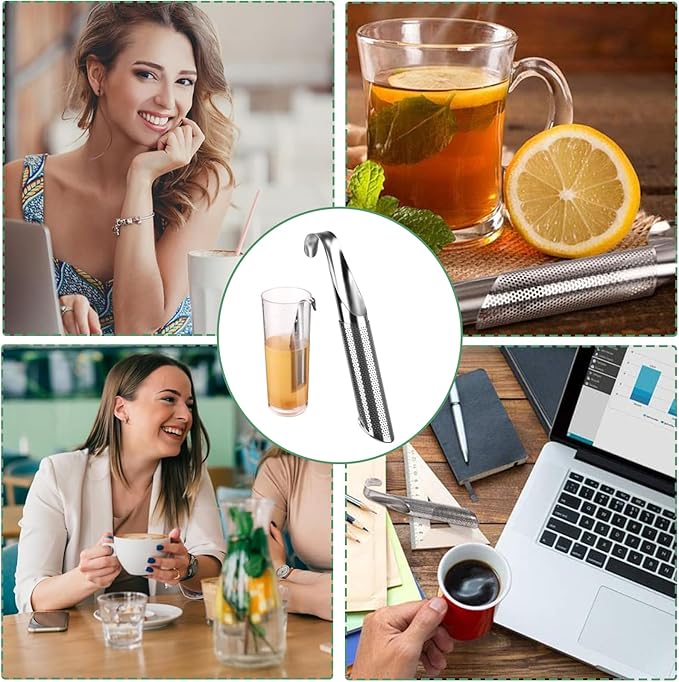 2 PCS Stainless Steel Tea Diffuser, 2025 New Stainless Steel Tea Infuser, Mesh Strainer with Hanging Hook Handle, Tea Bags for Loose Leaf Tea, Tea Artifact Creative Pipe - Bloomnest