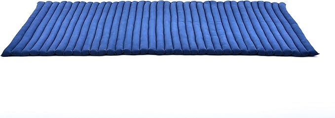 Leewadee - Kapok Roll Mat – Handcrafted Folding Sleep & Relaxation Mattress from Thailand, Ideal as Guest Bed, Camping Mat, Yoga Mat or Traditional Futon, 75 x 39 inches, Blue - Bloomnest