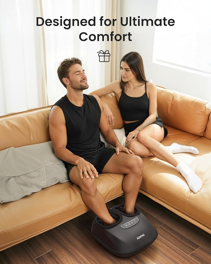 RENPHO Foot Massager Machine with Heat, 3 Air Compression Modes & Levels, Full-Foot Kneading Shiatsu Foot Massage for Plantar Fasciitis & Neuropathy, Gifts for Women & Men Size up to 13 - Bloomnest