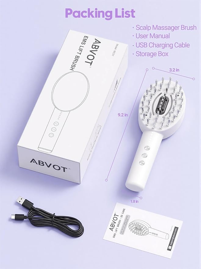 3-in-1 Electric Scalp Massager Brush, Vibrating Scalp Massager Comb with Hair Oil Applicator for Scalp/Face/Body Relaxation, Portable Massager Tool for Home & Travel, Gift for Men & Women(White) ABVOT