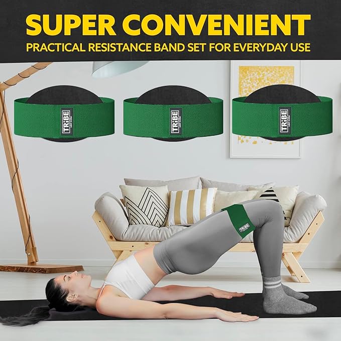 Tribe Lifting Fabric Resistance Bands for Legs - Workout Bands Resistance Bands for Men and Women - Booty Bands for Working Out - Exercise Bands Resistance Bands Set - Elastic Bands for Exercise - Bloomnest