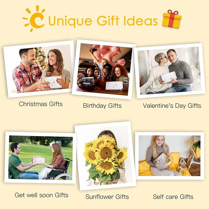 Birthday Gifts for Women, Sending Sunshine Christmas Gifts, Get Well Soon Gifts Basket Care Package Unique Spa Gifts Box with Wine Glasses for Thinking of You Her Sister Best Friend - Bloomnest