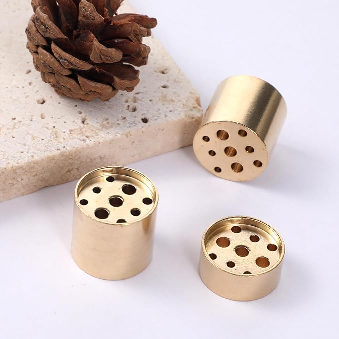 4 Pack Brass Incense Holder Cone Incense Stick Holder Metal Incenses Stand Base Cylindrical Incenses Cones Holders with 9 Different Sizes Holes for Yoga Spa Room Home Office, Golden Copper Conical - Bloomnest
