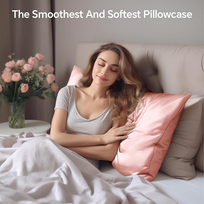 INFIIXSO Mulberry Silk Pillow Case King Size, Silk Pillowcase with Hidden Zipper 20"x36", Extraordinary Smooth and Soft Pillow Cases for Hair and Skin(Rose Pink, 1 Pack) - Bloomnest