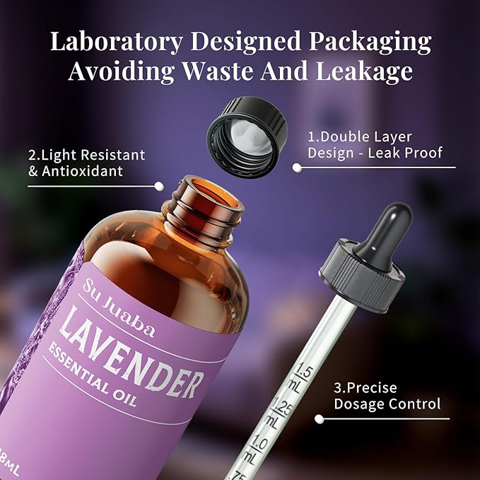 SU JUABA Lavender Essential Oil 4 Fl Oz, 100% Pure Natural Aromatherapy Oil for Diffuser, Skin Care, Relaxation, Sleep, Wool Dryer Balls - 118ML Bloomnest