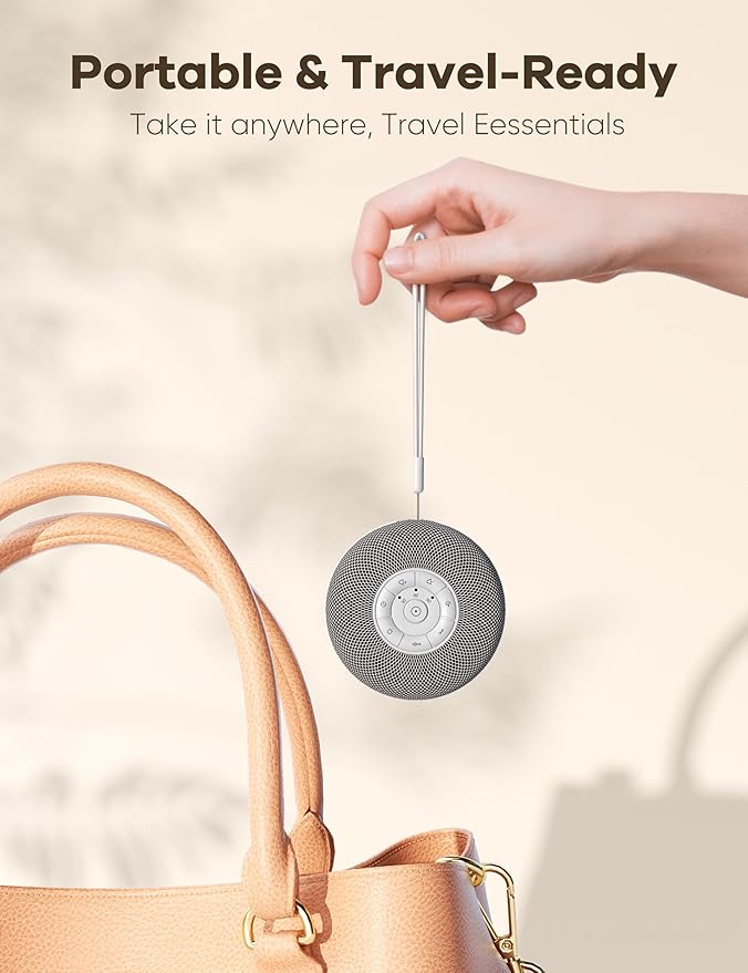 Portable Sound Machine, Long Battery with Loud Bluetooth Speaker, 39 Special Soothing Sounds, White Noise Sound Machine for Sleeping - Bloomnest