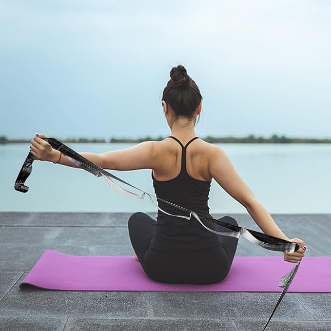 SANKUU Yoga Straps Stretching Strap with 12 Loops Workout Poster, Straps for Stretching Physical Therapy Equipment Long Stretch Out Bands for Exercise, Pilates and Gymnastics for Women Men - Bloomnest