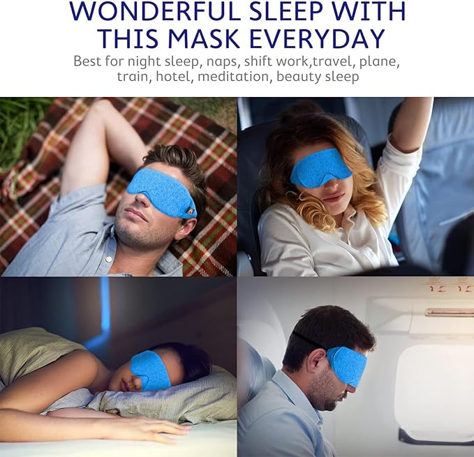 Mavogel Cotton Sleep Mask - Breathable Light Blocking Sleep Eye Mask, Soft Comfortable Night Sleeping Mask for Men Women, Eye Cover for Travel/Shift Work/Nap, Includes Travel Pouch (Cobalt Blue) - Bloomnest