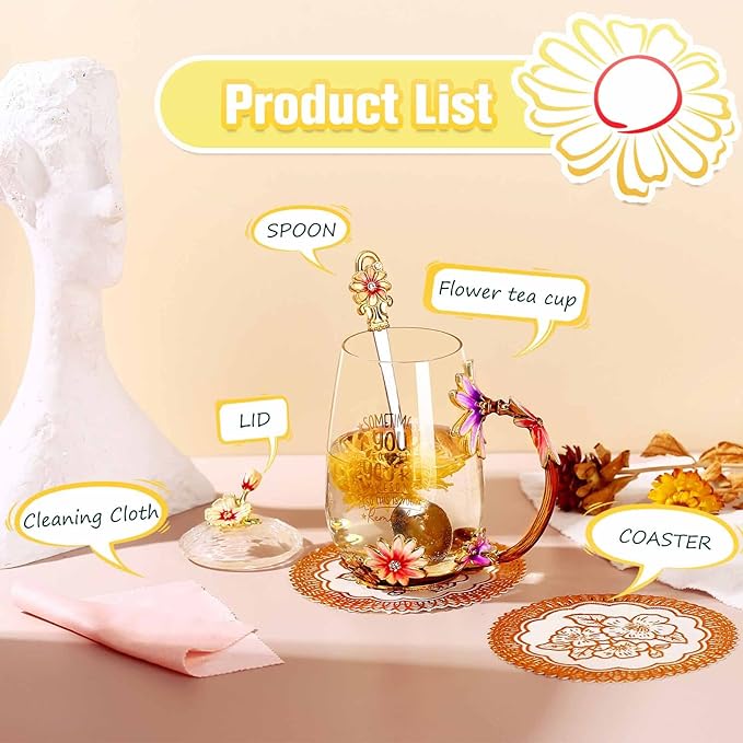 Sisters Gifts from Sister,Elegant Flower Tea Cup Coffee Mug,Unique Gifts for Birthday, Little, Big Sister in Law