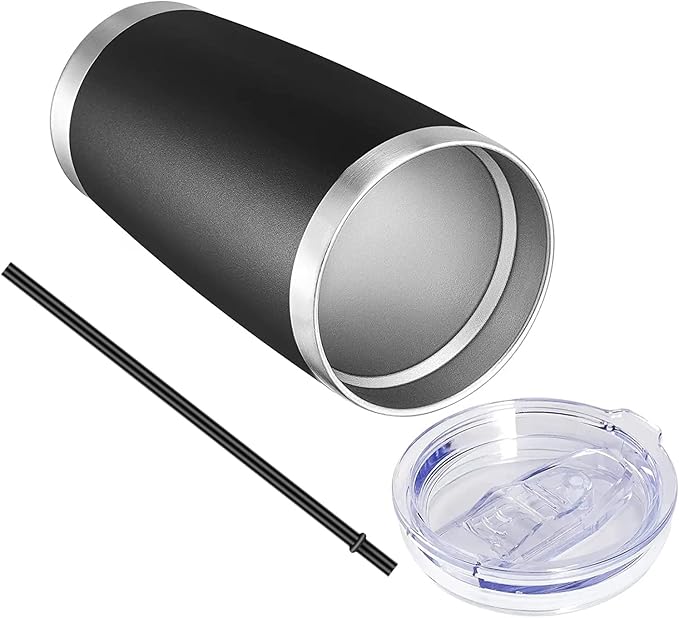 VEGOND 20oz Tumbler with Lid and Straw Stainless Steel Tumbler Cup Bulk Vacuum Insulated Double Wall Travel Coffee Mug Powder Coated Coffee Cup, Black 12 Pack - Bloomnest