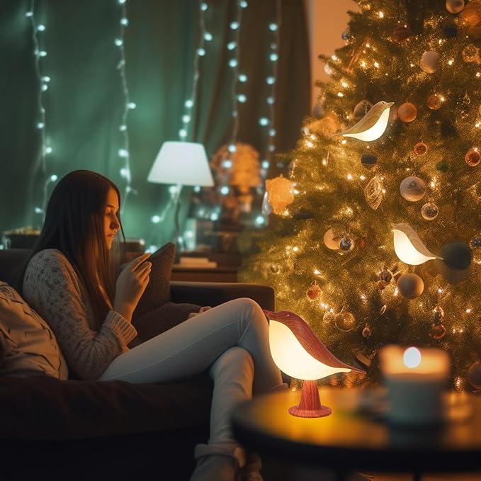 Bird Small Desk Lamp, Dimmer Kids Night Light for Bedroom, Cordless Table Lamp with 3 Color Temperature and Touch Sensor, Rechargeable Bedside lamp, Hummingbird Lamp - Bloomnest