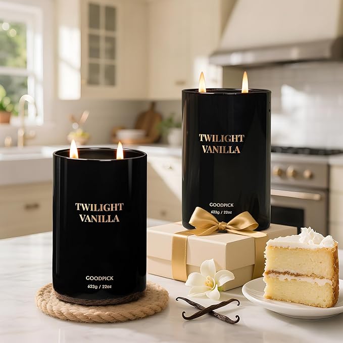 Goodpick Twilight Vanilla Scented Candles, Citrus & Floral Candles for Home, 22oz Soy Wax, 120hrs Creamy Vanilla, Bedroom Gift - Bloomnest