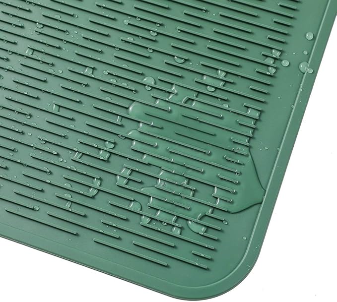 Silicone Dish Drying Mat for Multiple Usage,Easy clean,Eco-friendly,Heat-resistant Silicone Mat for Kitchen Counter or Sink,Refrigerator or Drawer Liner Green XL 18 inches x 16 inches - Bloomnest