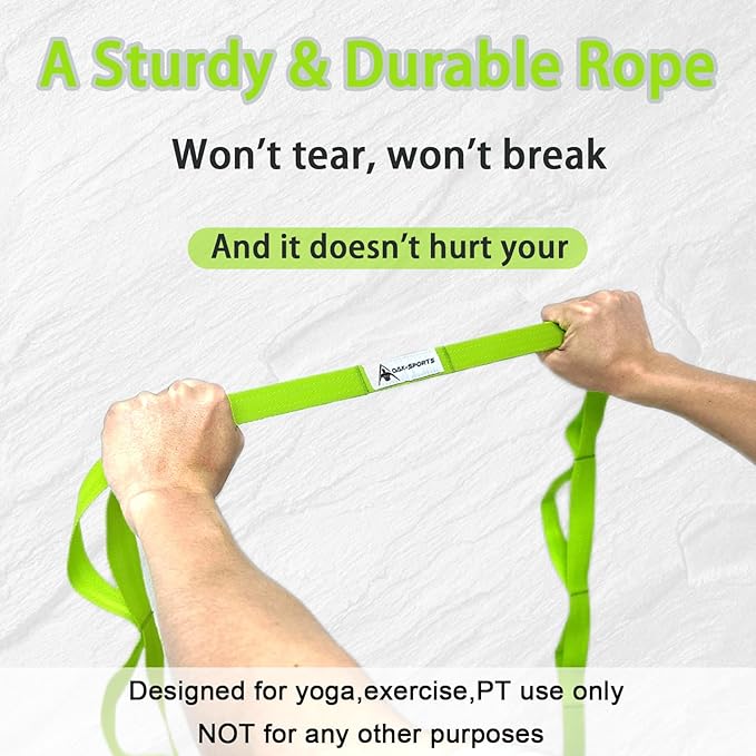 Stretching Strap Yoga Strap with Loops, Stretch Straps for Physical Therapy, Non-Elastic Exercise Strap for Pilates, Dance and Gymnastics with Workout Guide - Bloomnest