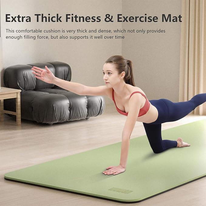Yoga Mat Non-Slip Extra Thick 72"x32/24" Extra Wide Fitness Exercise Mat TPE Material High Elastic Hot Yoga Mat for Women Yoga Pilates Home Floor Workout (Cow Coffee) - Bloomnest