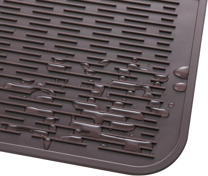 Silicone Dish Drying Mat for Multiple Usage,Easy clean,Eco-friendly,Heat-resistant Silicone Mat for Kitchen Counter or Sink,Refrigerator or Drawer Liner Coffee 4XL 32 inches x 18 inches - Bloomnest