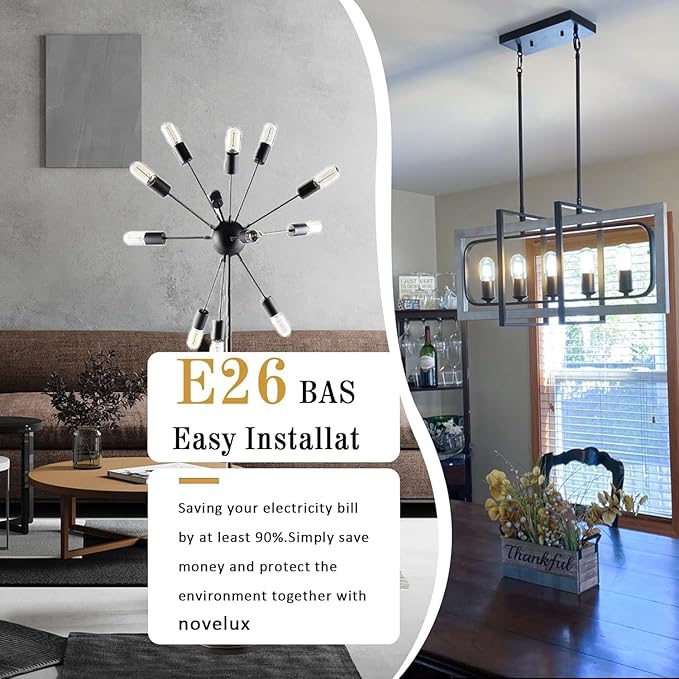 3.2 Inch 5000K Daylight White E26 LED Bulb 60 Watt Equal, AC 120V 600LM Edison Bulbs Dimmable, 6W T10 T30 Filament Light Bulbs Clear Glass for Fan Pendant Wall Light, UL Listed-6 Pack - Bloomnest