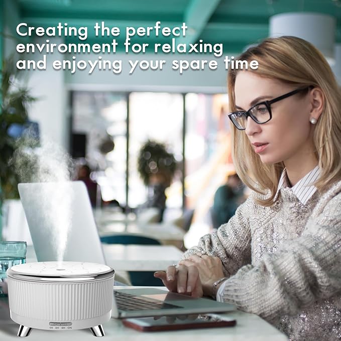 Diffusers for Essential Oils Large Room, Aromatherapy Diffuser with Remote Control,7 Colors Lights 3 Mist Mode for Women Office Home White Sliver - Bloomnest