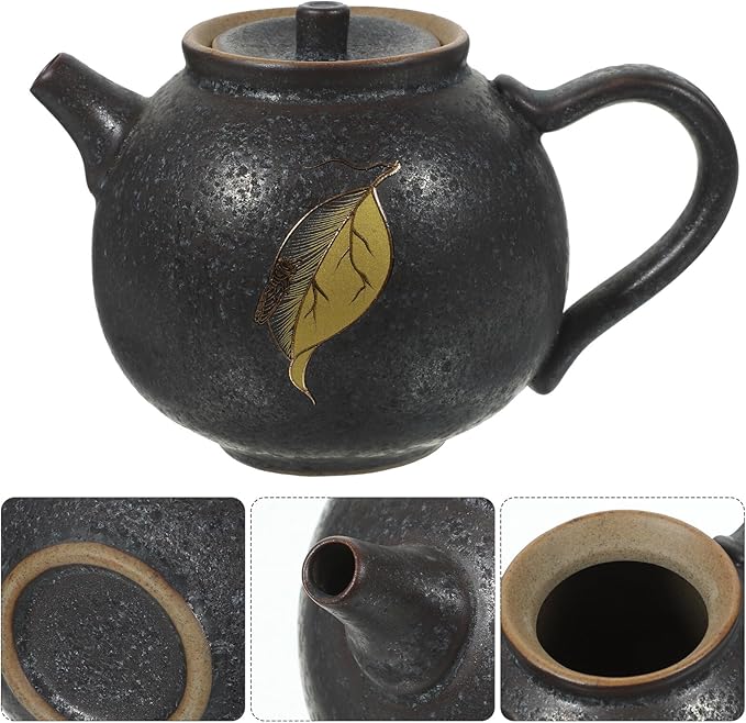 ARTIBETTER Vintage Small Ceramic Tea Pot with Filter Chinese Kungfu Porcelain Teaware for Loose Leaf Tea Lightweight and Compact for Home Office and Travel