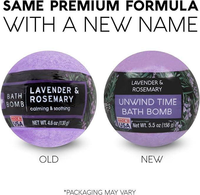 Nature's Beauty Lavender & Rosemary Bath Bomb Multi-Pack - Luxury Fizzy Spa Bath Bomb to Help Calm, Soothe + Revive Dull and Dry Skin Made with Coconut Oil & Witch Hazel, 5.5 oz (4 Pack) - Bloomnest