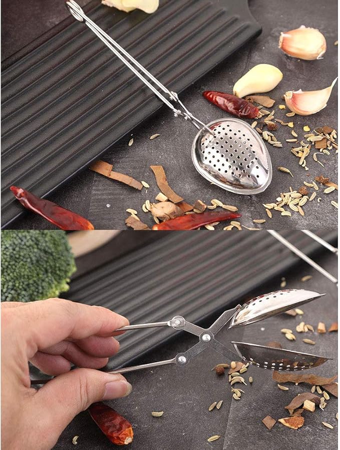 Tegg Tea Infuser 2PCS Stainless Steel Leaves Shape Spices Snap Spoon Tea Filter Strainer With Long Handle for Loose Leaf Tea and Mulling Spices - Bloomnest