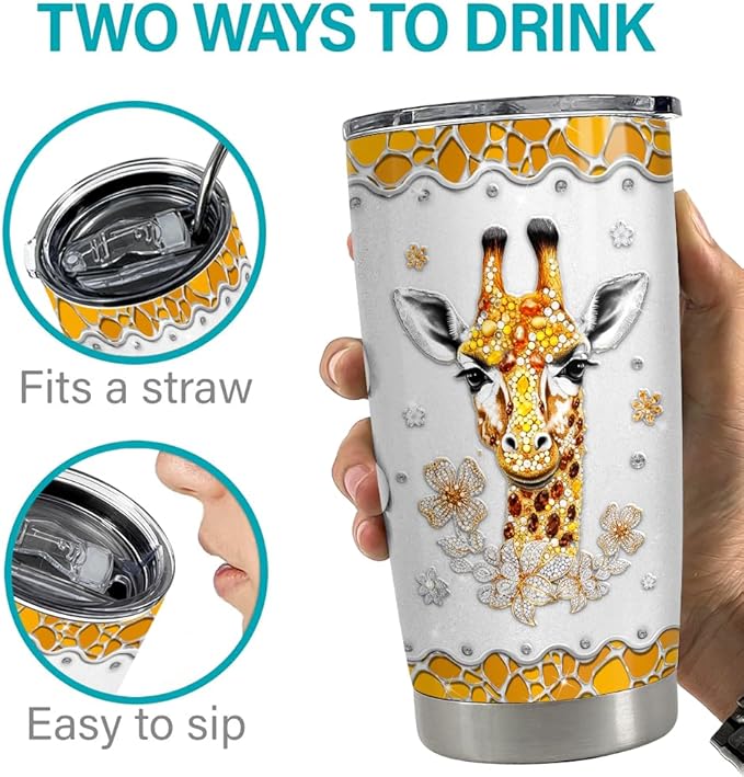 SANDJEST Giraffe Gifts for Women Girls Girrafe Tumbler 20oz Jewelry Drawings Stainless Steel Insulated Tumblers Coffee Travel Mug Cup Gift for Birthday Christmas - Bloomnest