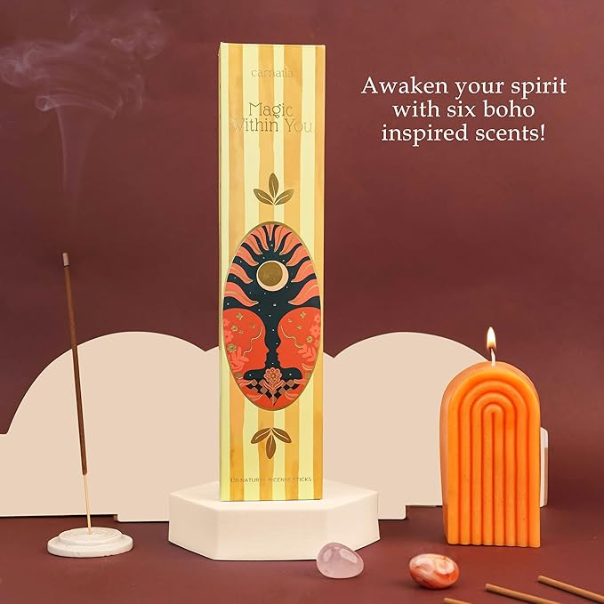 Carnatia Magic Within You Incense Sticks – Set of 6 Spiritual Scents for Manifestation, Inner Motivation & Calm | Natural, Slow-Burning Aromas for Meditation & Rituals!