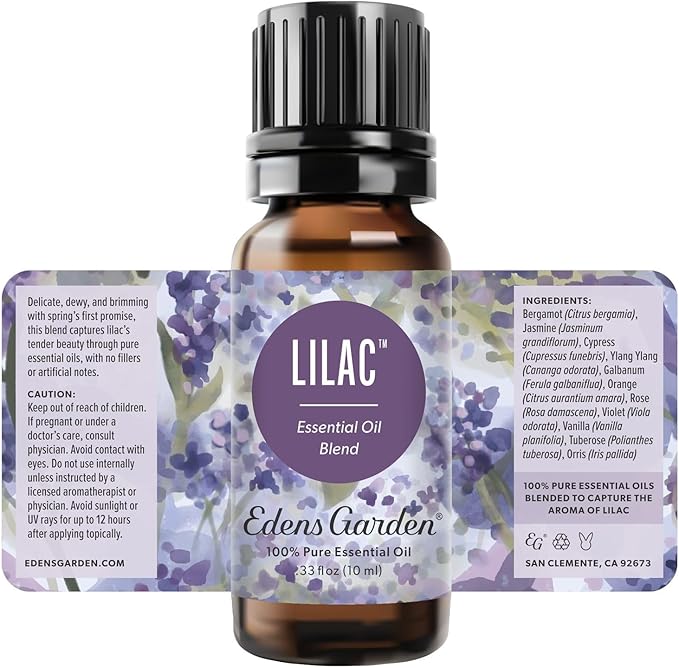 Edens Garden Lilac Essential Oil Blend – 100% Pure Premium Grade, Synthetic-Free Freshie Scent Alternative, Undiluted, for Soap Making, Diffuser & Humidifiers, Floral Aromatherapy 10 ml (.33 fl oz) - Bloomnest