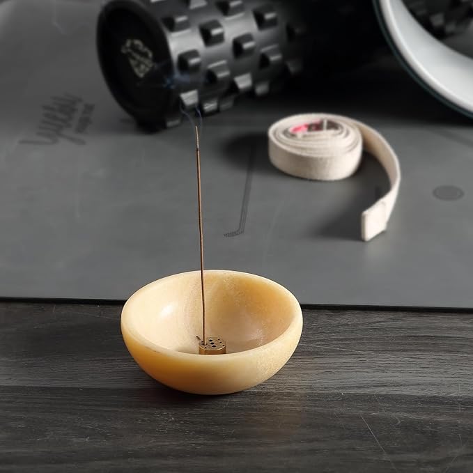 Koville Mexican Natural Onyx Incense Holder, Incense Holders for Sticks, Sturdy Incense Burner Ash Catcher, Ideal for Meditation, Relaxing, Easy to Clean(Mexico Onyx) - Bloomnest