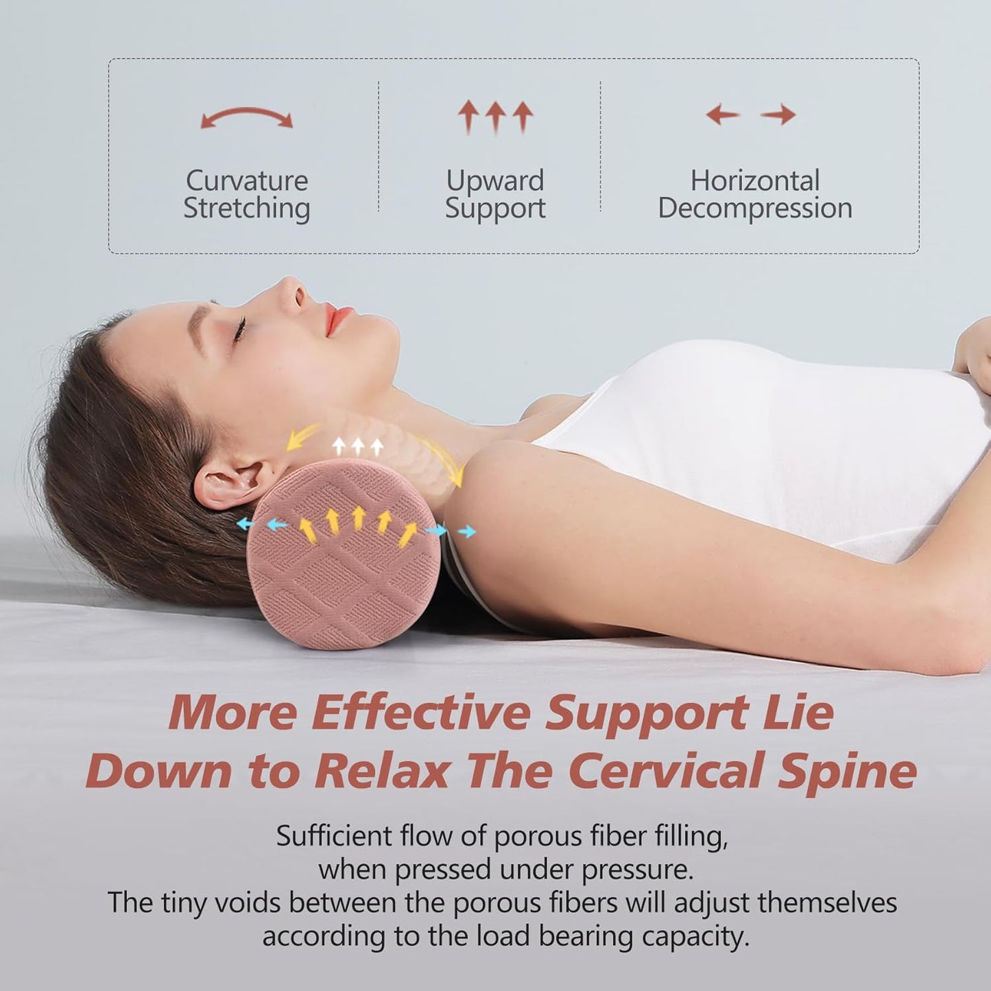 Cozyhealth Cervical Roll Pillow, Medium Soft Memory Foam Neck Round Pillow Cylinder Bolster Pillow for Sleeping, Round Neck Support for Bed, Legs, Back and Yoga (Pink, Medium - 3.9" H)