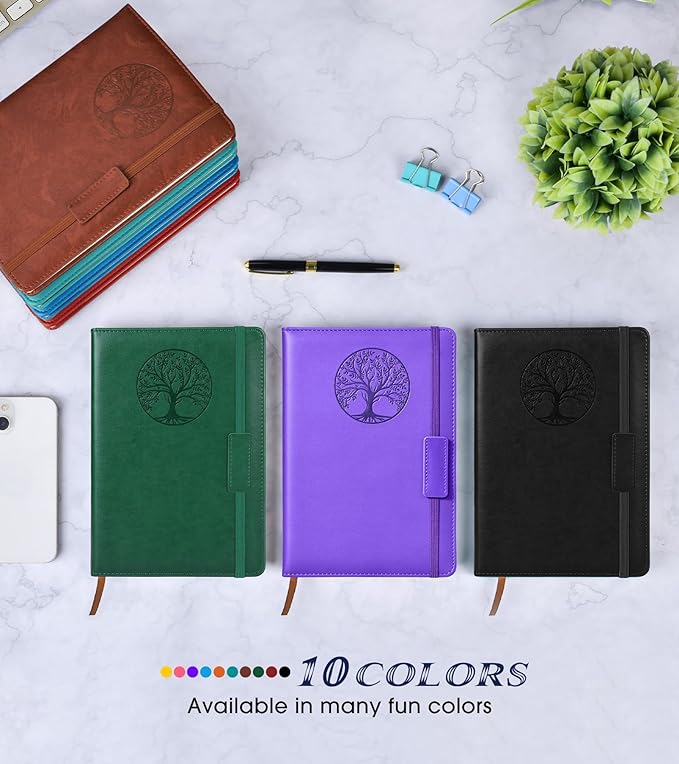 Lined Journal Notebook for Women Men,256 Pages A5 Hardcover Leather Journals for Writing,Travel,Business,Work & School,College Ruled Notebooks for Note Taking,Diary Notepad 5.7"×8.3" purple - Bloomnest