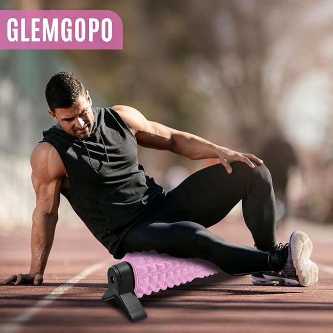 Trigger Point Foam Roller with Stand, 21 Inch Medium Density Foam Roller Long Back Roller Exercise Foam Roller for Physical Therapy, Muscles Deep Tissue, Pilates, Back Pain and Muscle Recovery (Pink)