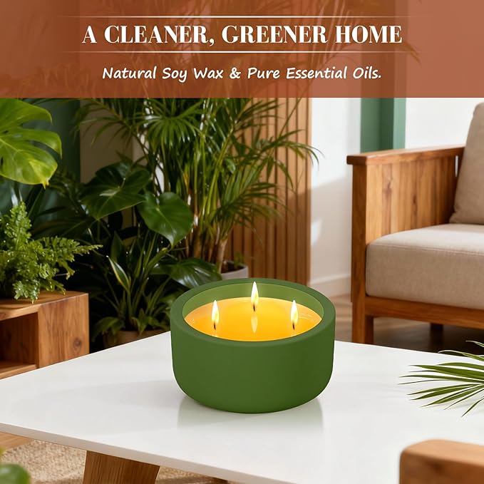 Viyffo Fall Candles - Winter Fir, 3 Wick Large Scented Candle, 20oz Soy Candles for Women & Men, Non Toxic Aromatherapy Candle, Ceramic Velas Perfect for Autumn Home Decor & Gift - Bloomnest