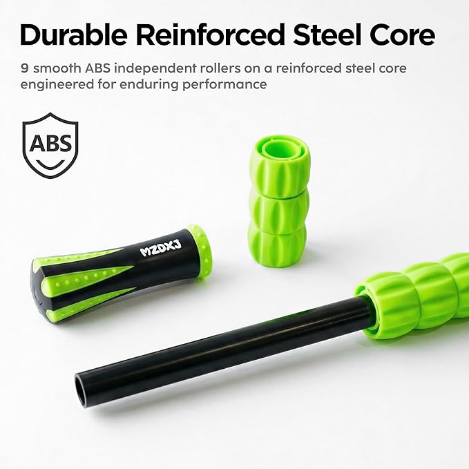 Muscle Roller & Massage Roller Stick for Athletes - Lymphatic Drainage Support, Relieves Muscle Soreness, Cramping & Tightness - Targets Legs, Arms, Back & Calves (Green - 18inch) - Bloomnest