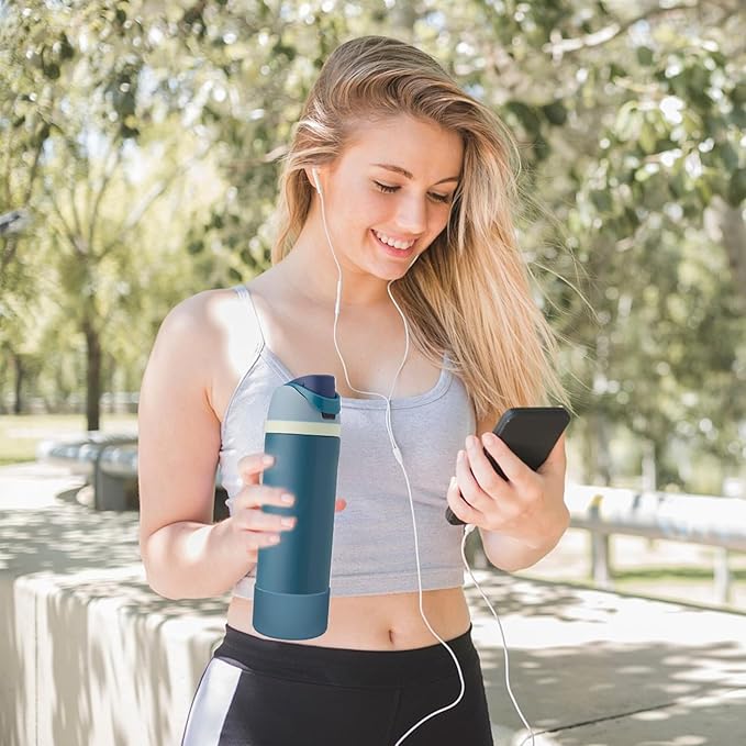 2PCS Silicone Water Bottle Boot, Compatible with Owala 24oz 32oz 40oz, Protective Anti-Scratch & Anti-Dent No Noise Sleeve Cover for FreeSip/Twist/Flip Water Bottles (Denim, 40oz) BKBY