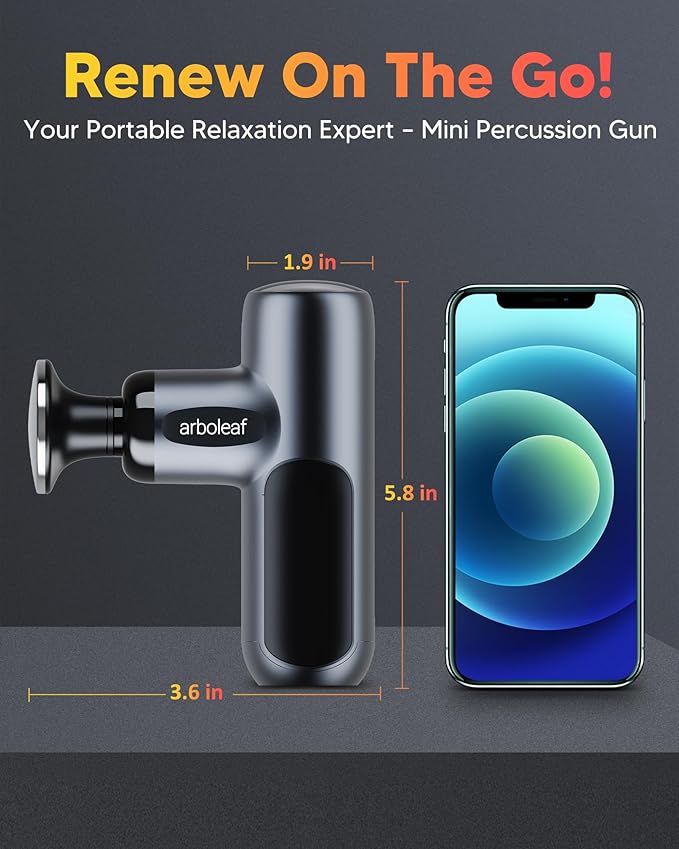 arboleaf Mini Massage Gun with Heat, Percussion Muscle Massager for Pain Relief, Portable & Quiet, Handleld Small Massager Heated, Travel Size with Case, Gift for Men & Women - Bloomnest
