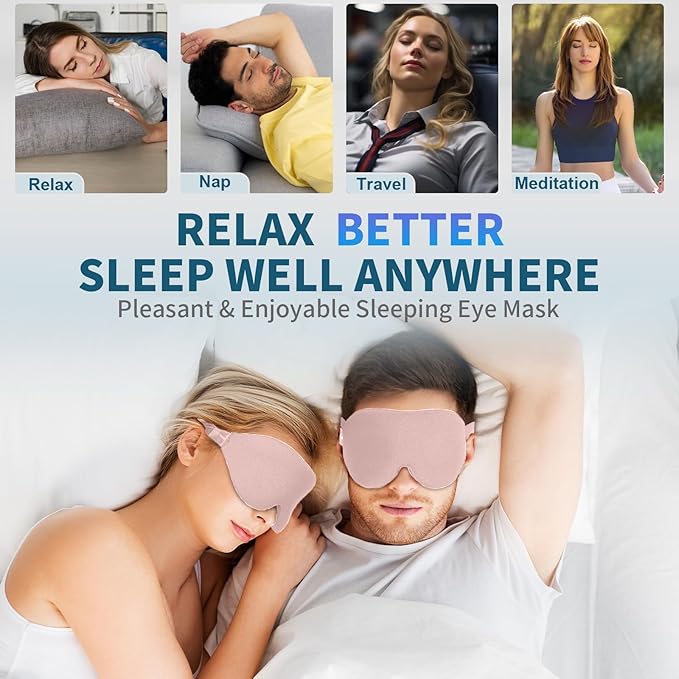ZGGCD Sleep Mask for Side Sleeper, Light Blocking Sleeping Eye Mask for Women Men, 3D Contoured Cup Night Blindfold, Luxury Eye Cover Eyeshade with Adjustable Strap for Travel, Nap, Pink - Bloomnest
