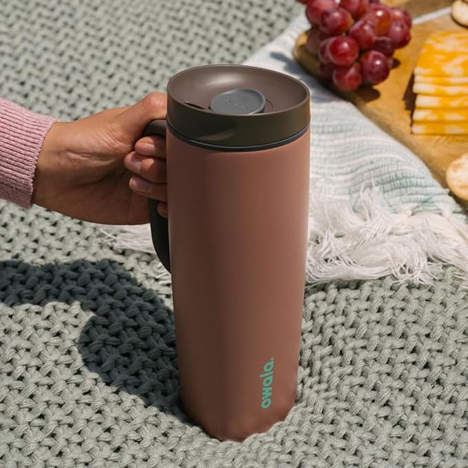 Owala SmoothSip Slider Stainless Steel Insulated Travel Mug with handle, 100% Leak Proof, For Hot and Cold Drinks, Travel Friendly with Sliding Lock Lid, 24 oz, BPA Free, Leak Proof, Cozy Cocoa - Bloomnest