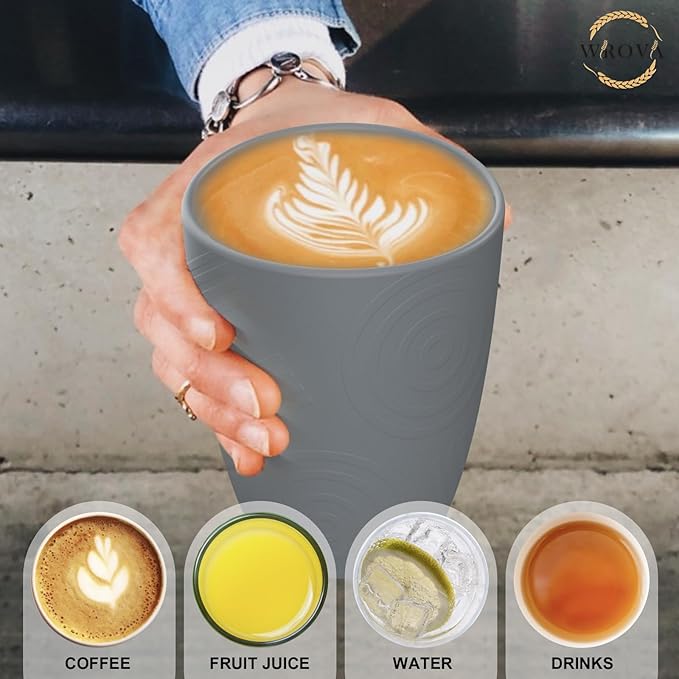 Wheat Straw Cups 8 PCS Good Alternative to Plastic Reusable Cups 12 oz Unbreakable Drinking Cup Reusable Dishwasher Safe Water Plastic Glasses Grey - Bloomnest