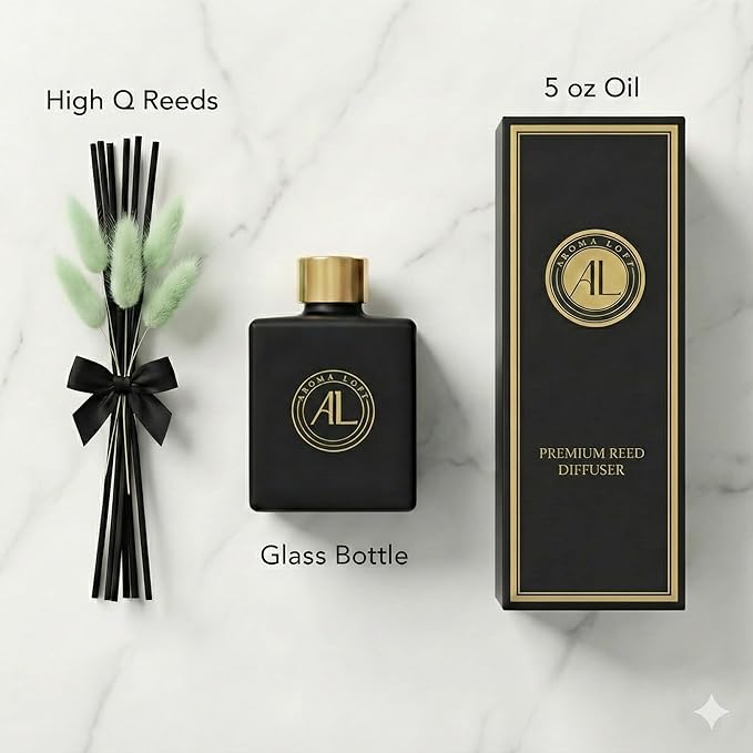 Black Reed Diffusers for Home | Premium Long-Lasting Fragrance Diffuser | Reed Diffuser Sticks in Oil Set | Smells Good in Bathroom & Office | Black, Balsam Reed Diffuser(5 oz) - Bloomnest