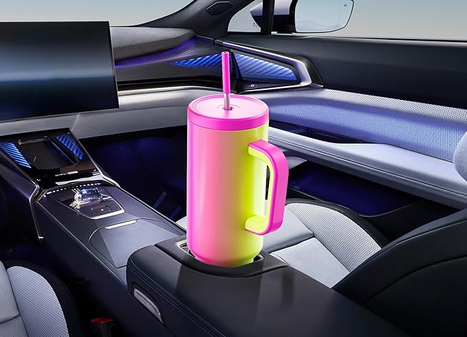 Meoky 50 oz Tumbler with Handle, Tumbler with Lid and Straw, Insulated Stainless Steel Travel Mug, 100% Leak-proof, Keeps Cold for 36 Hours or Hot for 12 Hours (Carnival) - Bloomnest