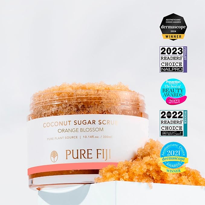 Pure Fiji Coconut Sugar Body Scrub, Orange Blossom (10.14 Oz /300ml) - Bloomnest