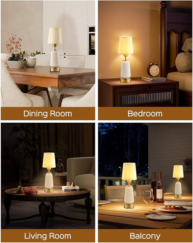 JACKYLED 2 Pack New Upgraded Rechargeable Table Lamps,5400mAh Battery Operated Cordless Table Lamp,Portable Indoor/Outdoor Desk Lamp,Modern Ceramic Lamp for Dinning Room, Bedroom,Patio - Bloomnest