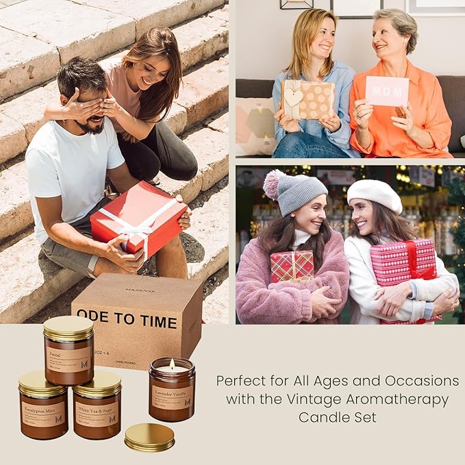 4 Pack Candles for Home Scented Aromatherapy Candle Gift Set for Women Soy Wax Long Lasting Amber Jar Candles Gift for Birthday Housewarming Mother's Valentine Day - Bloomnest