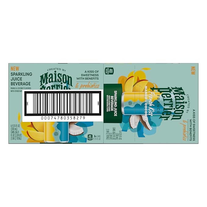 Maison Perrier French Kiss Sweetened Sparkling Juice Beverage, Mango & Coconut Flavors With Real Fruit Juices, 24Pk - Bloomnest