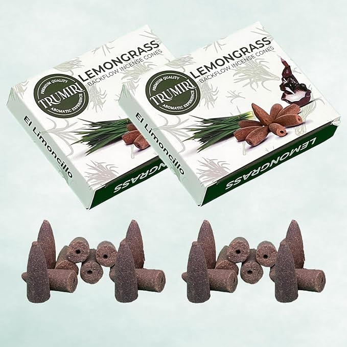 Lemongrass Backflow Incense - 60 Cones, Six Packs of 10, Waterfall Effect TRUMIRI