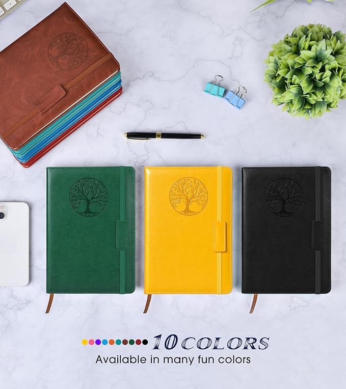 Lined Journal Notebook for Women Men,256 Pages A5 Hardcover Leather Journals for Writing,Travel,Business,Work & School,College Ruled Notebooks for Note Taking,Diary Notepad 5.7"×8.3" yellow - Bloomnest
