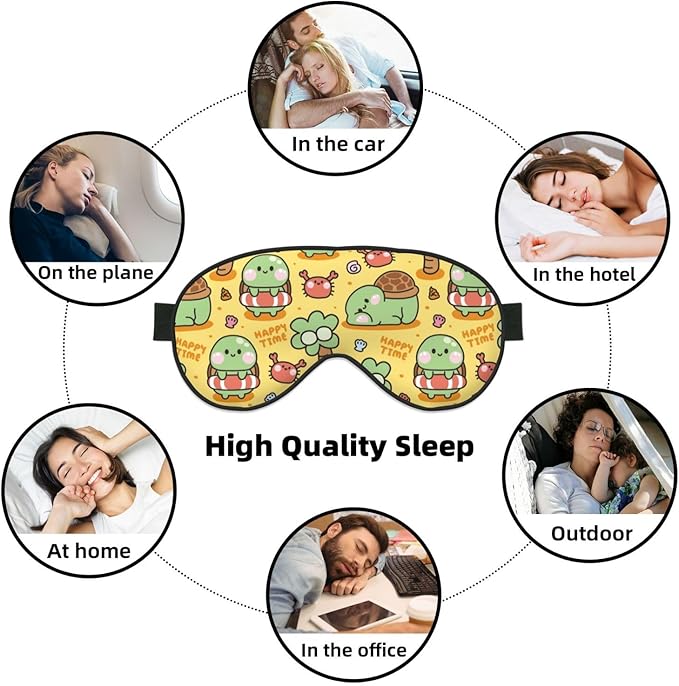 Sleep Eye Mask Cute Turtle Cartoon Marine Animal Sleep Mask for Women Men Comfortable Eye Mask with Adjustable Strap Soft Eye Cover Blindfold for Travel Yoga Nap Shift Work - Bloomnest