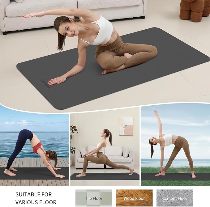 Extra Wide & Thick 8mm Yoga Mat, 72"x31.5" Large Non Slip Exercise Mat, Premium POE Material for Superior Cushioning & Stability, with Strap for Home Gym, Pilates - Bloomnest
